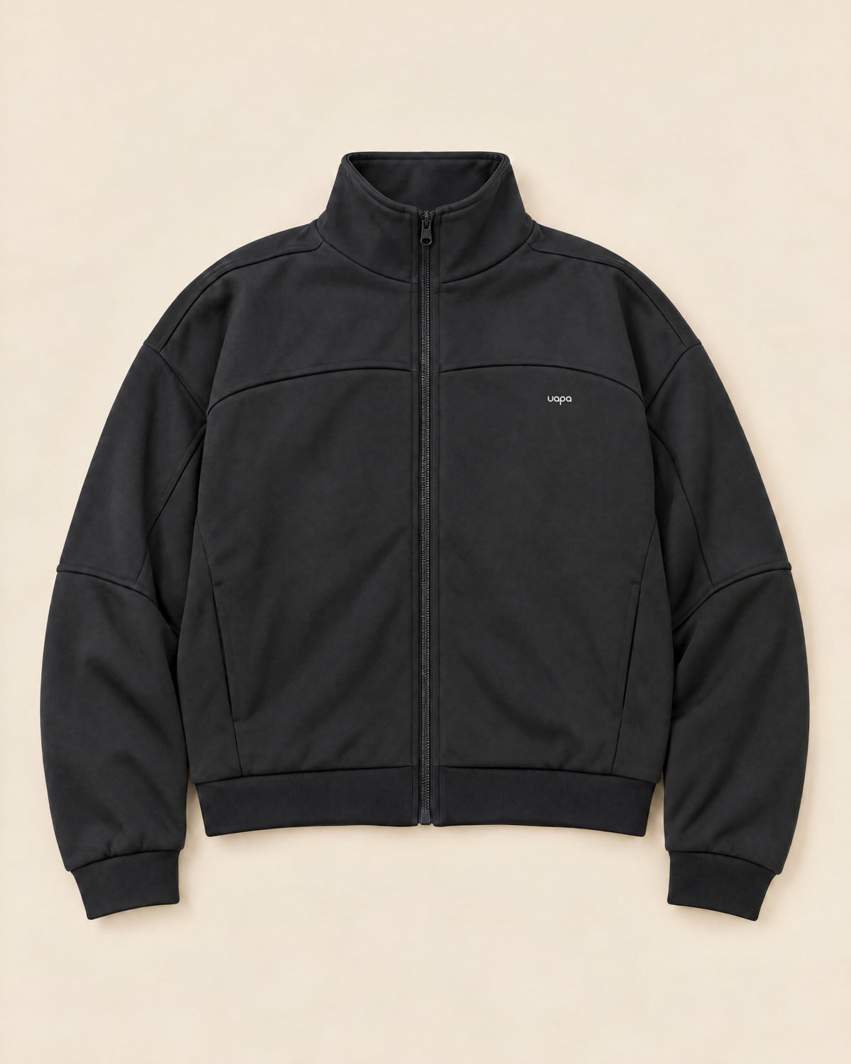 UAPA Tempo Jacket in Black — women's activewear jacket, flat lay