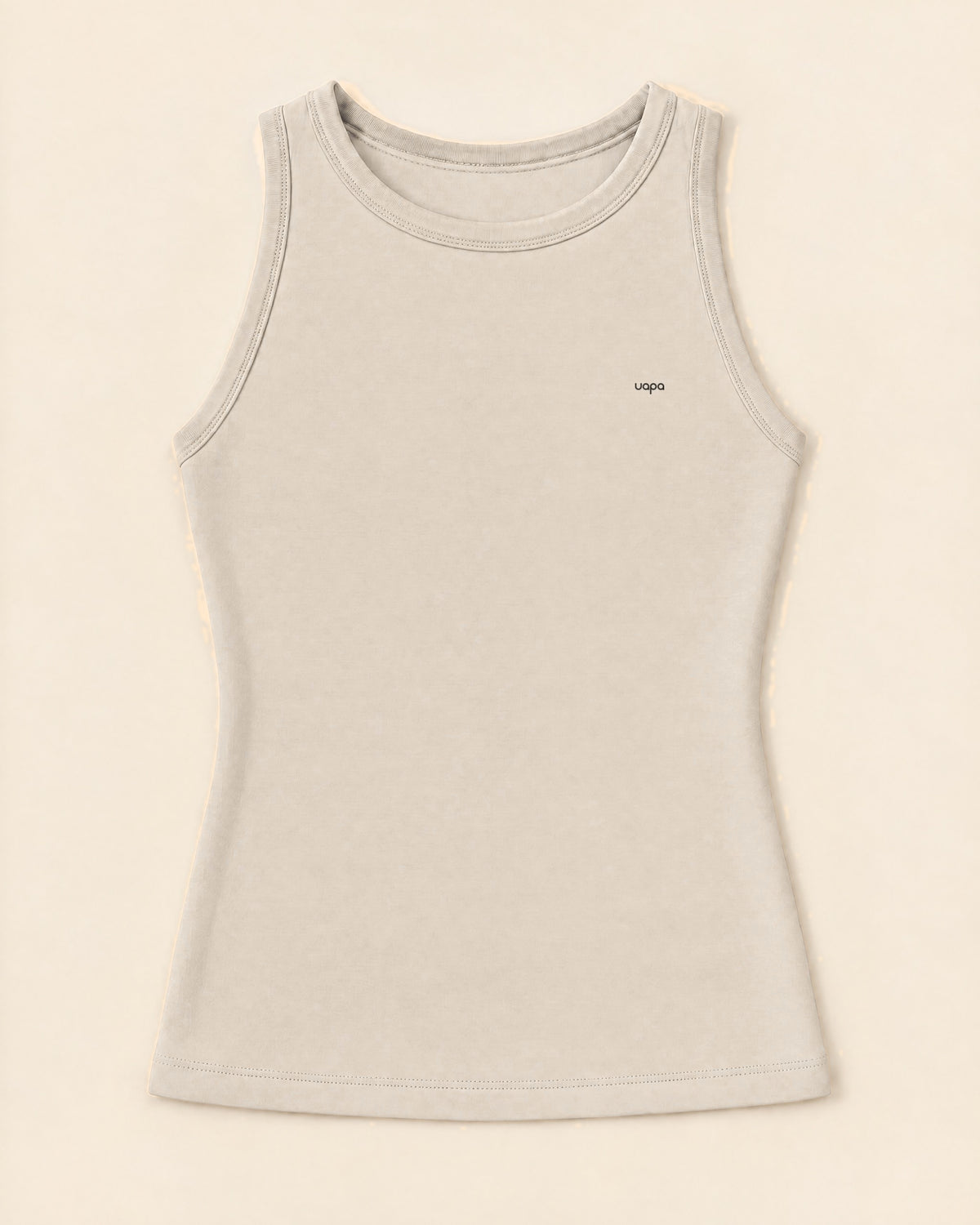 UAPA Vital Tank in Beige — women's activewear tank, flat lay