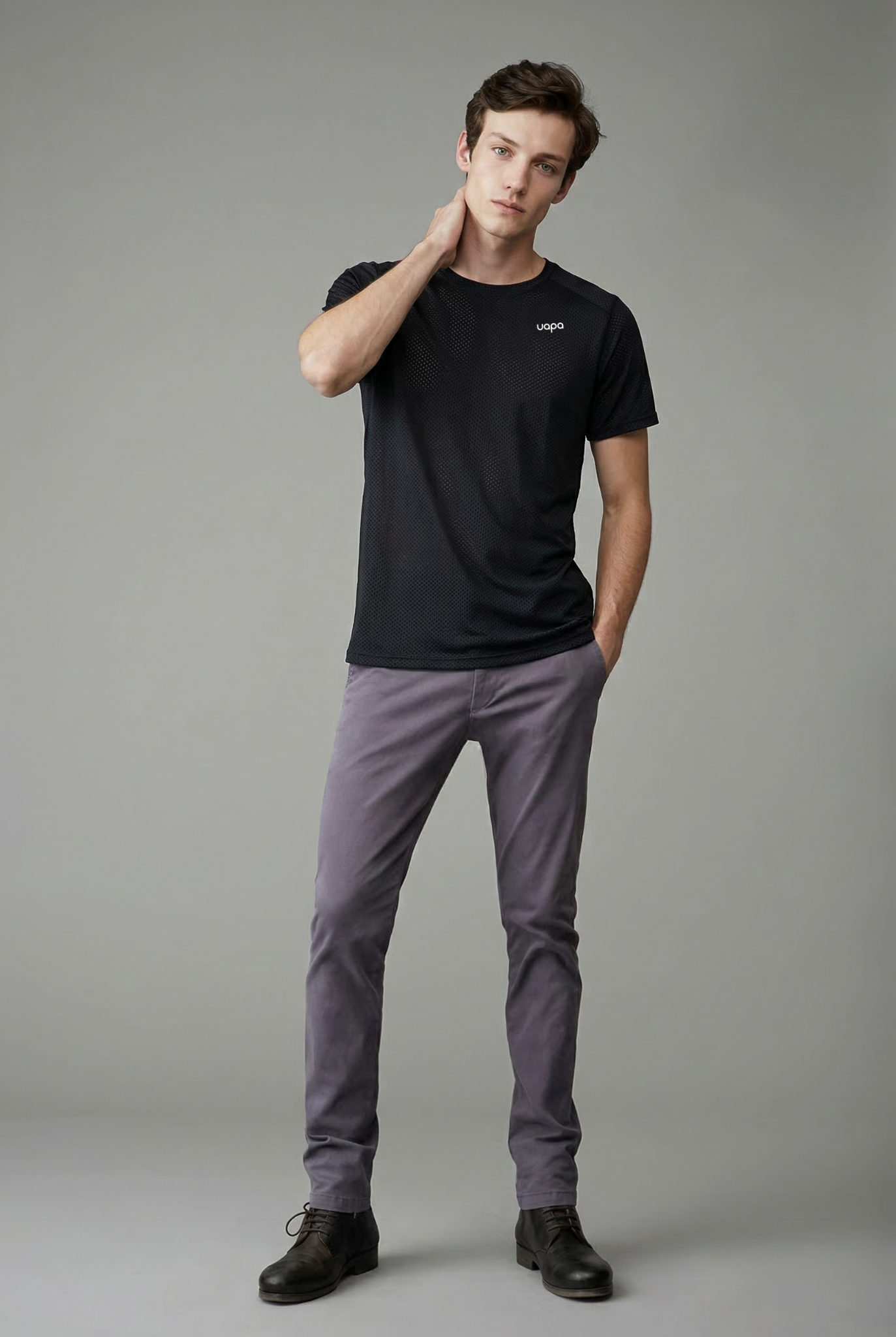 UAPA Motion Shirt in black — men's activewear shirt with UAPA logo