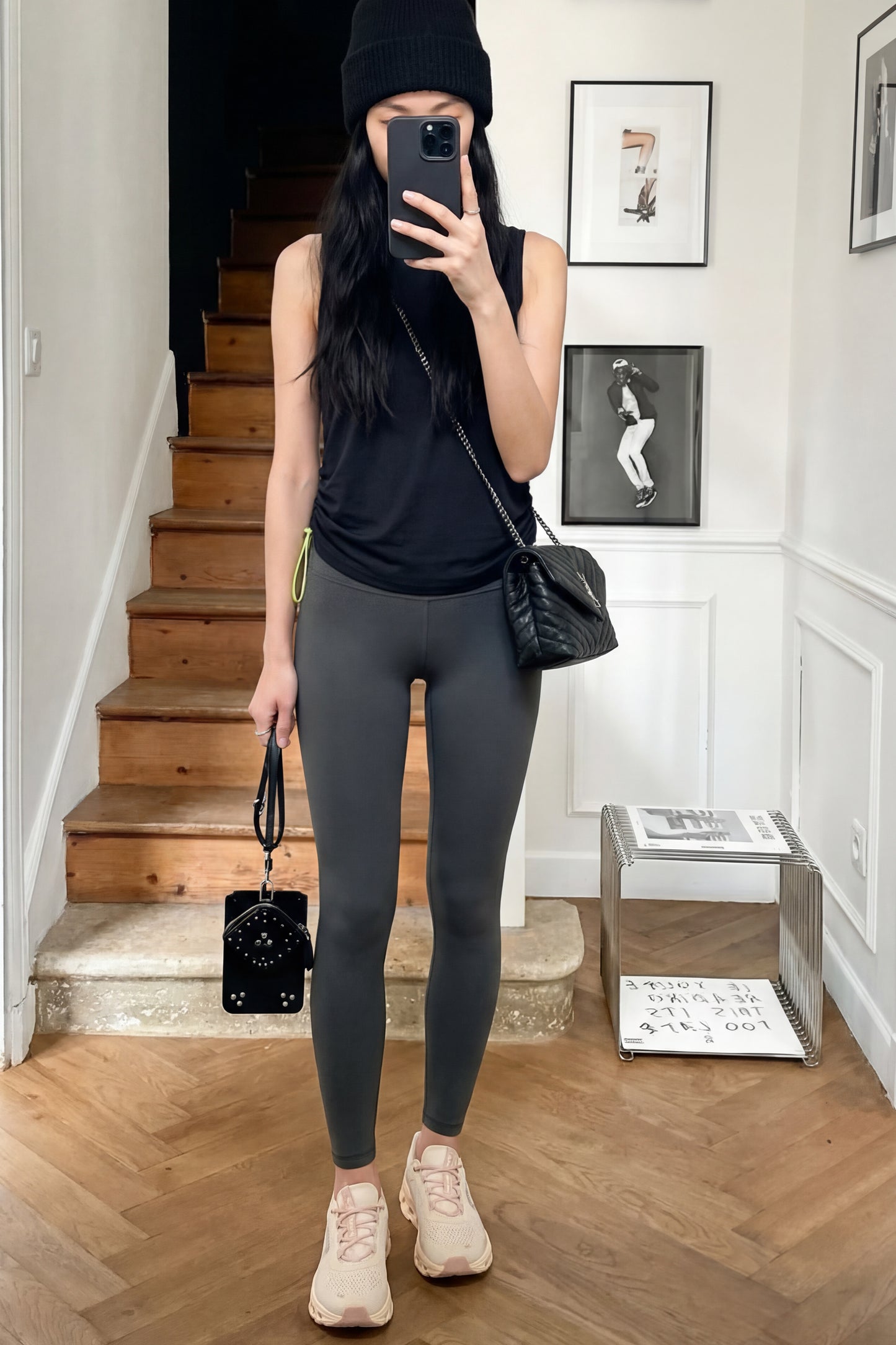 UAPA Flow Top in black — women's activewear top, front view