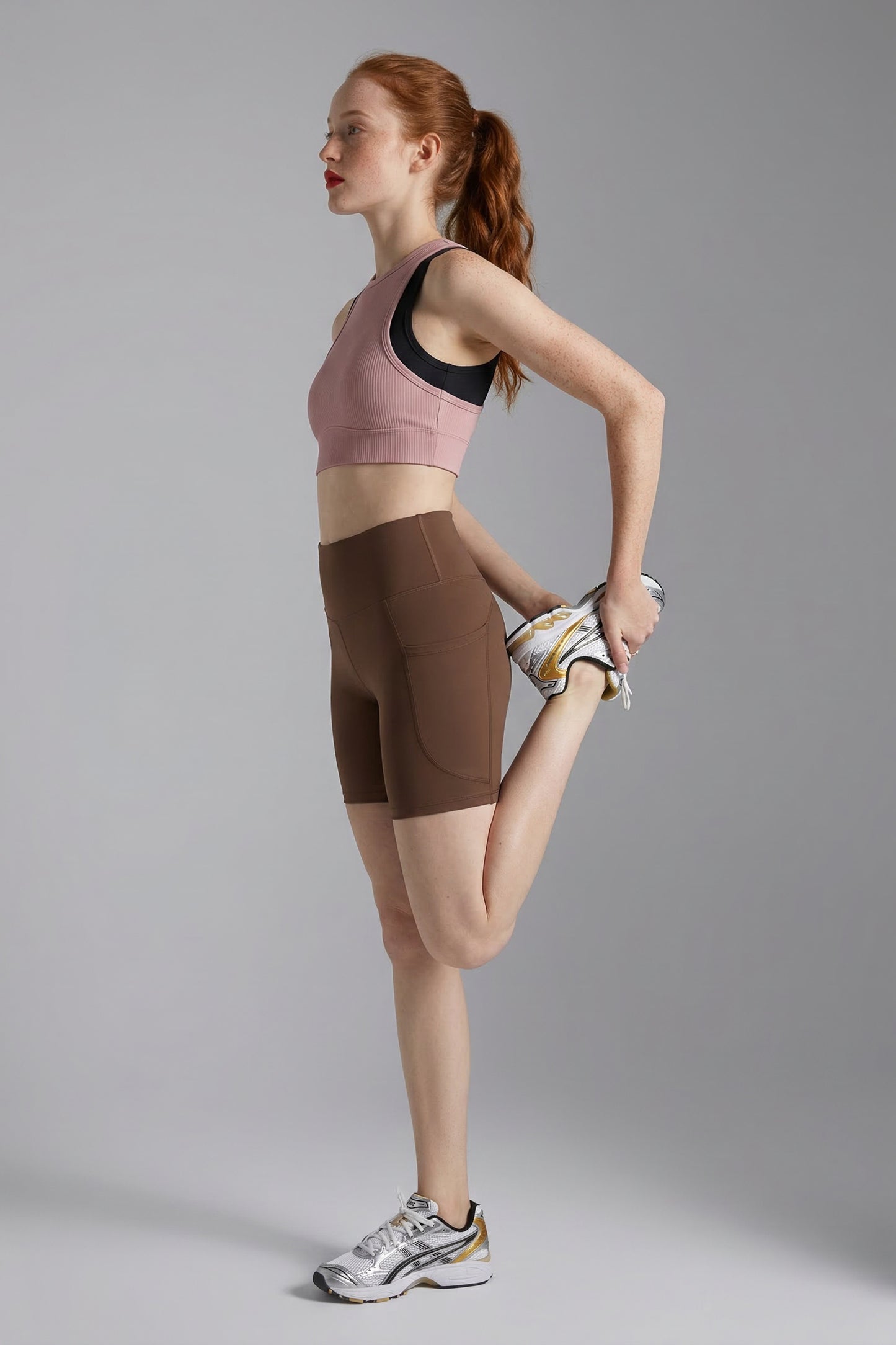 UAPA Studio Biker in brown — women's activewear biker shorts