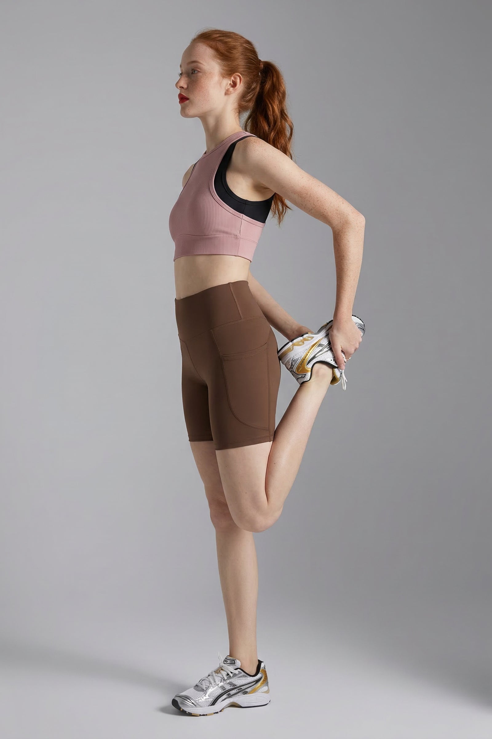 UAPA Studio Biker in brown — women's activewear biker shorts