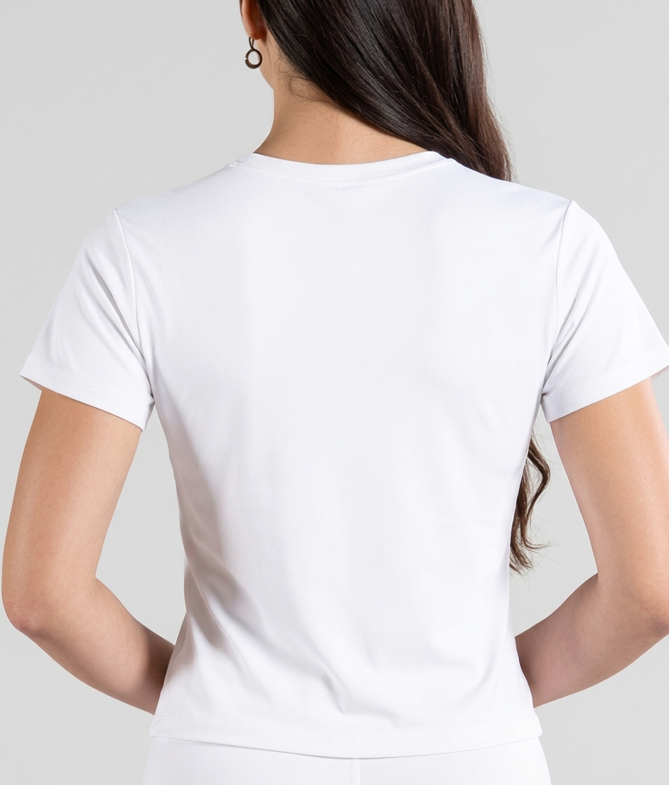 UAPA Motion T in white — women's activewear t-shirt, back view