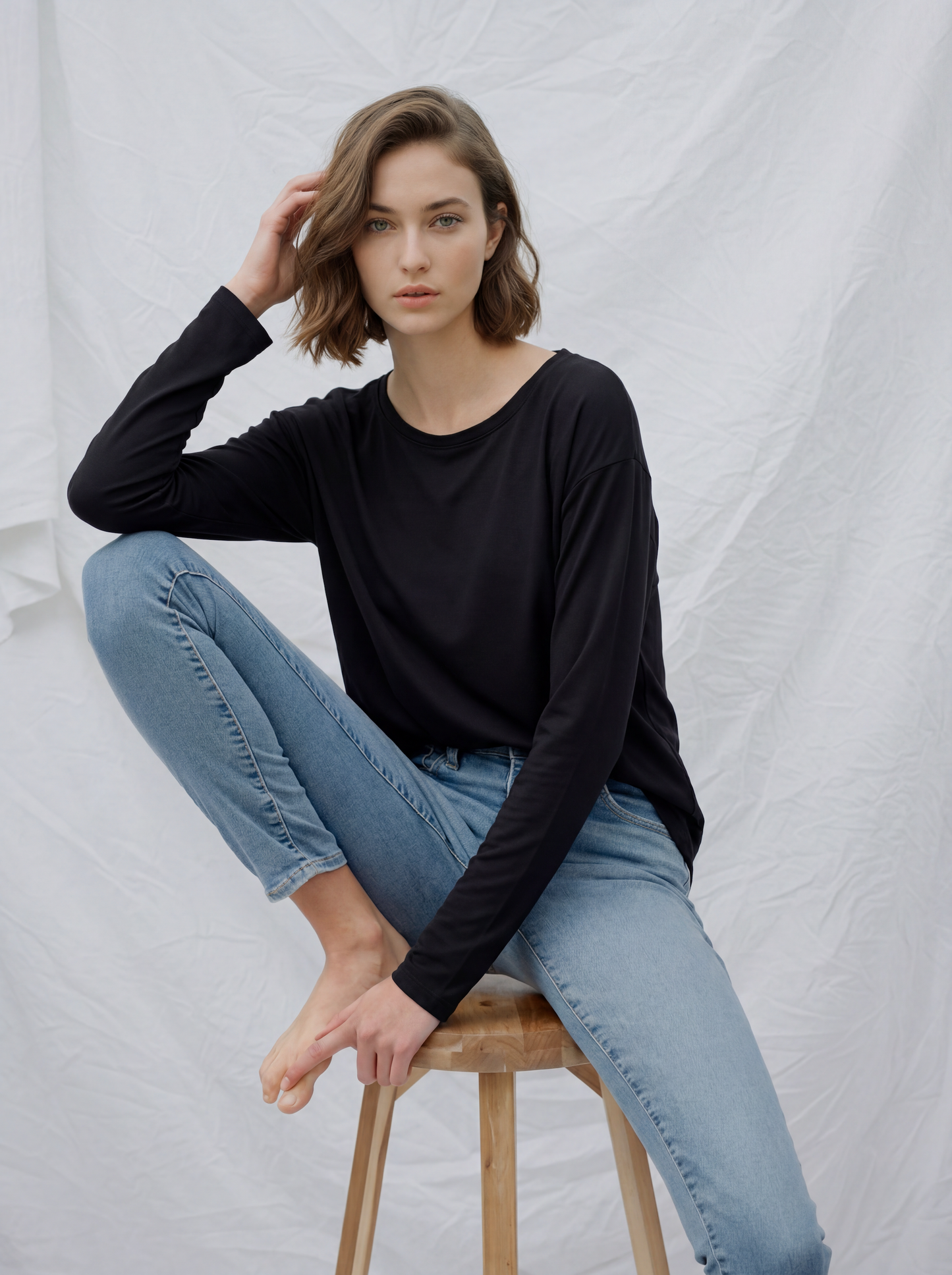 UAPA Oversized Long in black — women's activewear long sleeve top