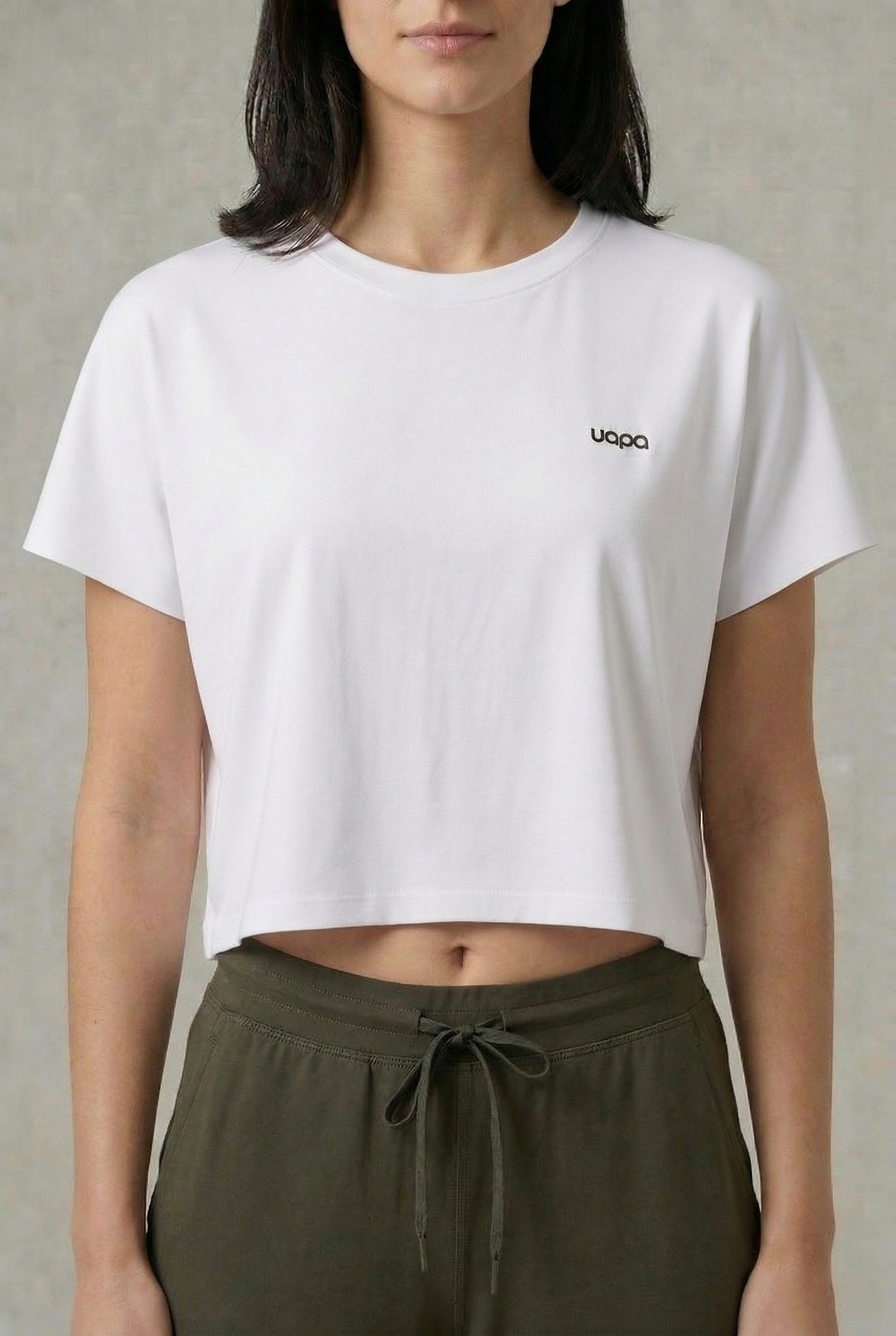 UAPA Relaxed Crop in white — women's activewear crop top