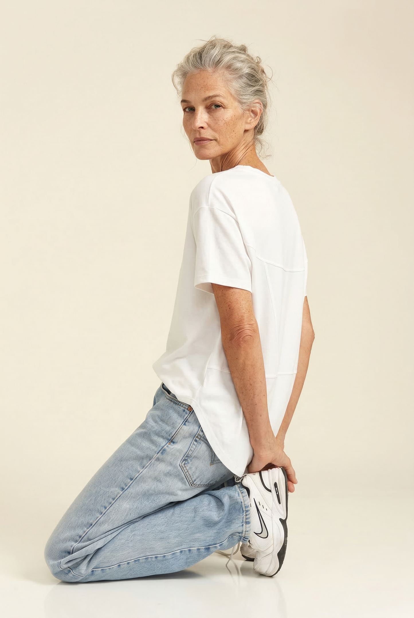 UAPA Oversize Top in white — women's activewear top