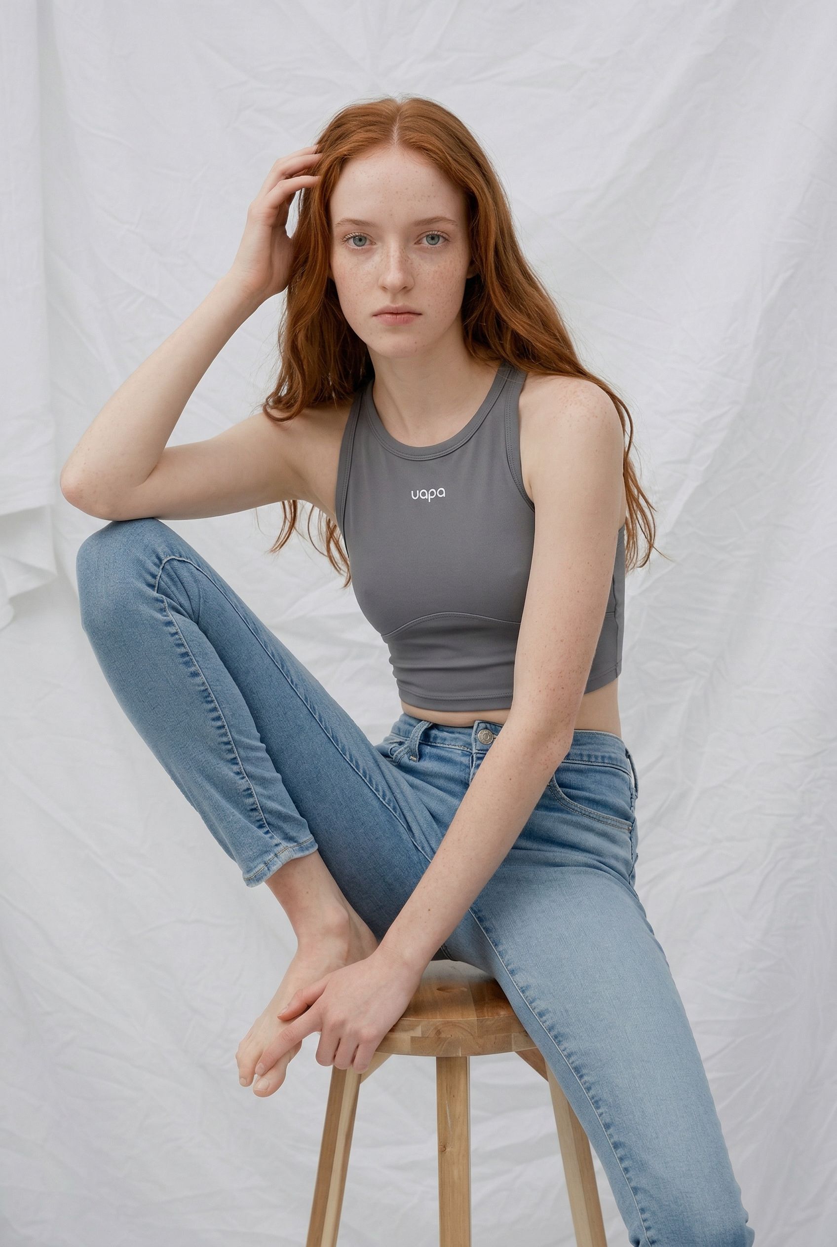 UAPA Crop Tank in grey — women's activewear tank top