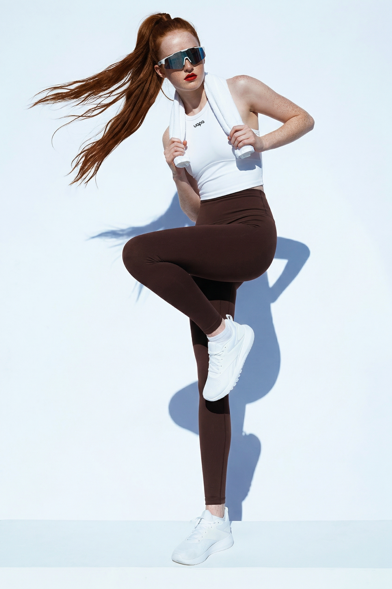 UAPA Crop Tank in white — women's activewear tank top with UAPA logo