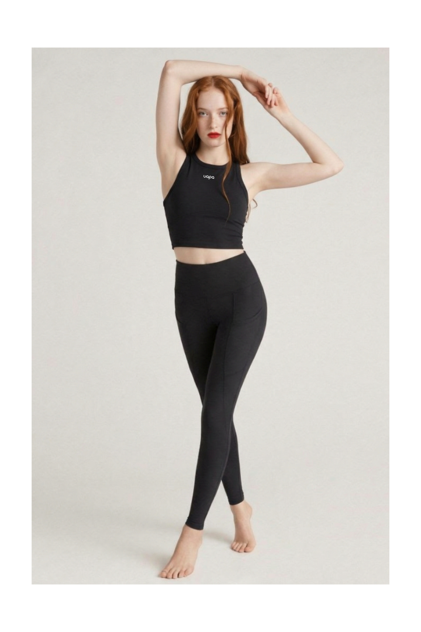 UAPA Crop Tank in black — women's activewear tank top with UAPA logo