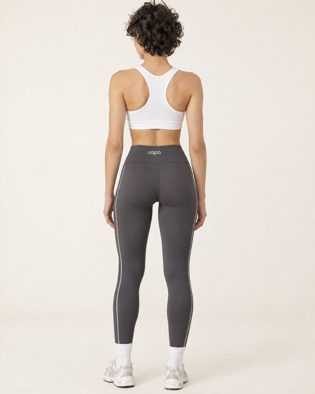 UAPA Motion Legging in Grey — women's activewear legging, back view