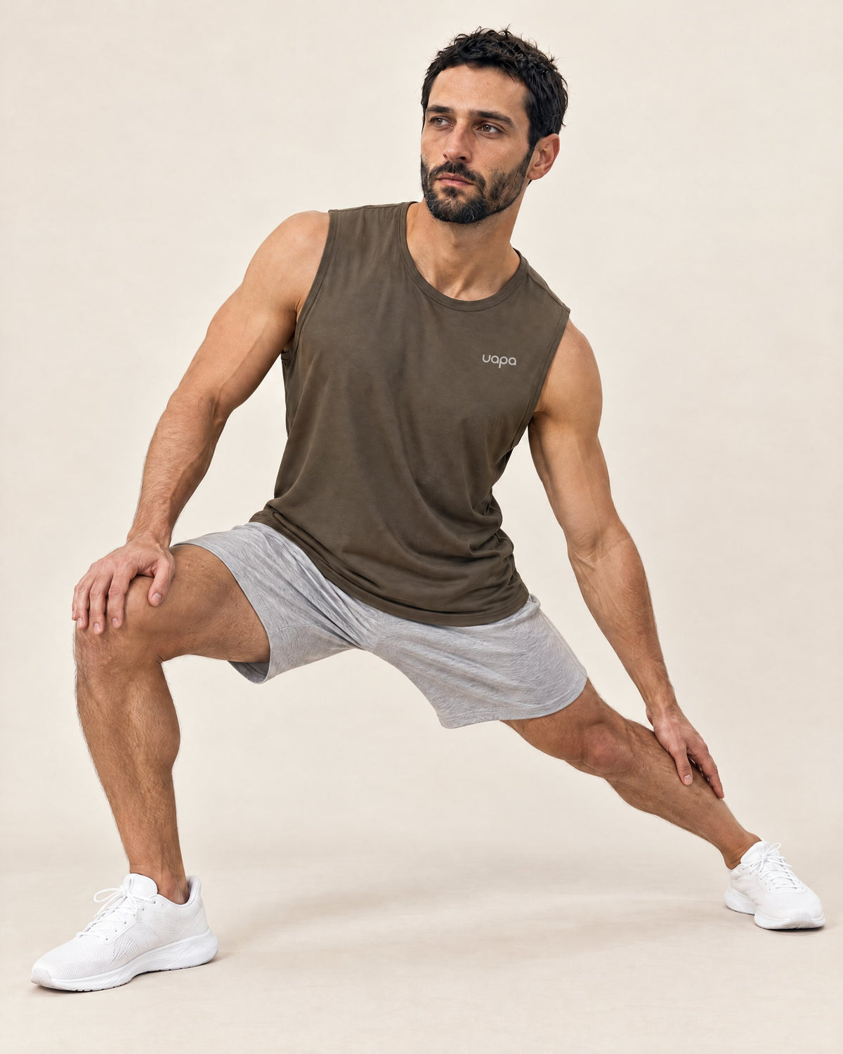 UAPA Motion Tank in Brown — men's activewear tank top, in movement