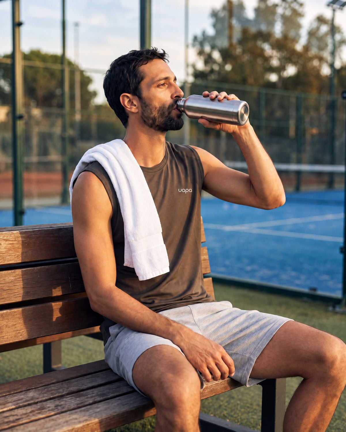 UAPA Motion Tank in Brown — men's activewear tank top, lifestyle
