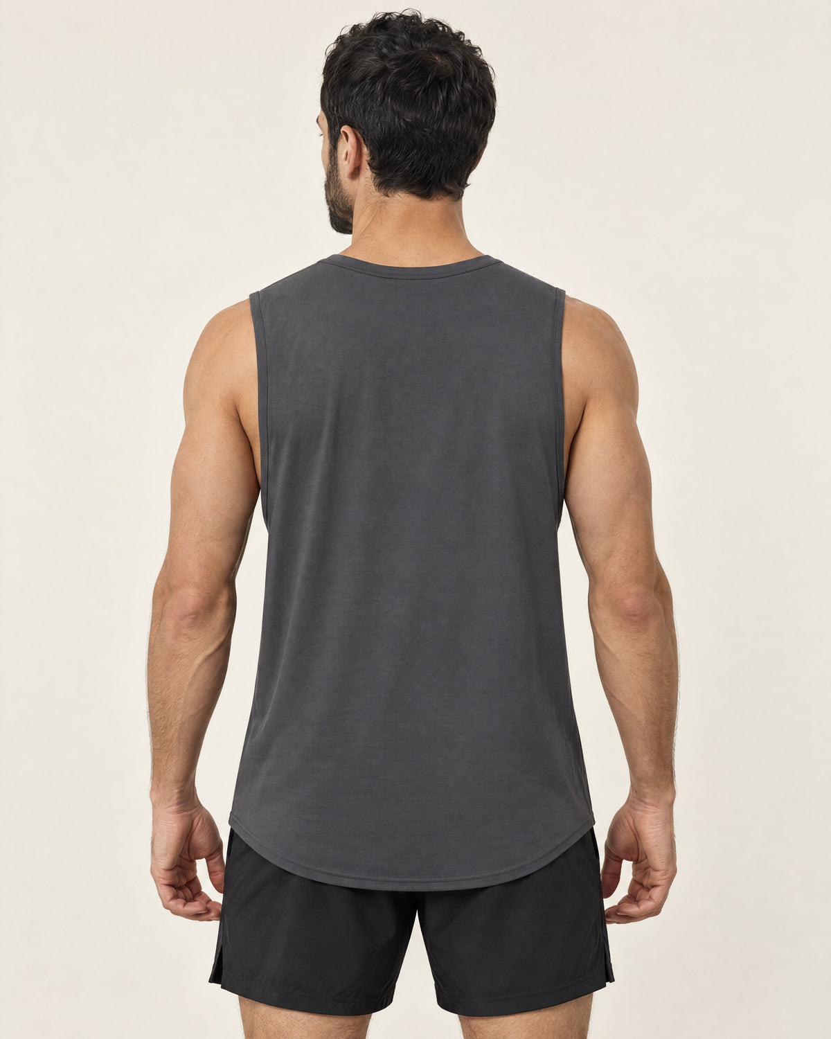 UAPA Motion Tank in Grey — men's activewear tank top, back view