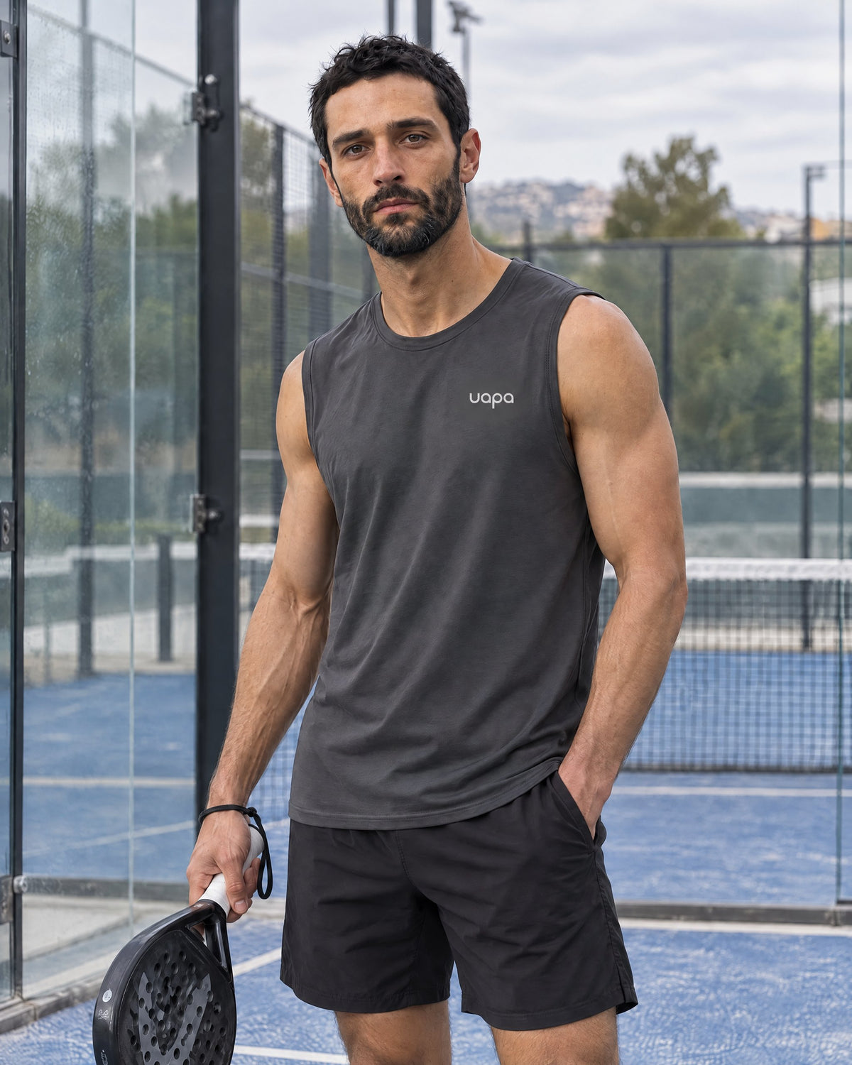 UAPA Motion Tank in Grey — men's activewear tank top, lifestyle