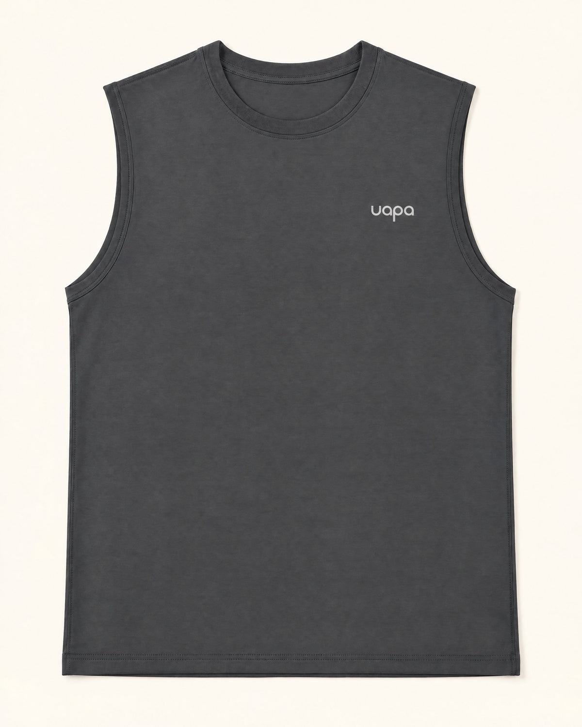 UAPA Motion Tank in Grey — men's activewear tank top, flat lay