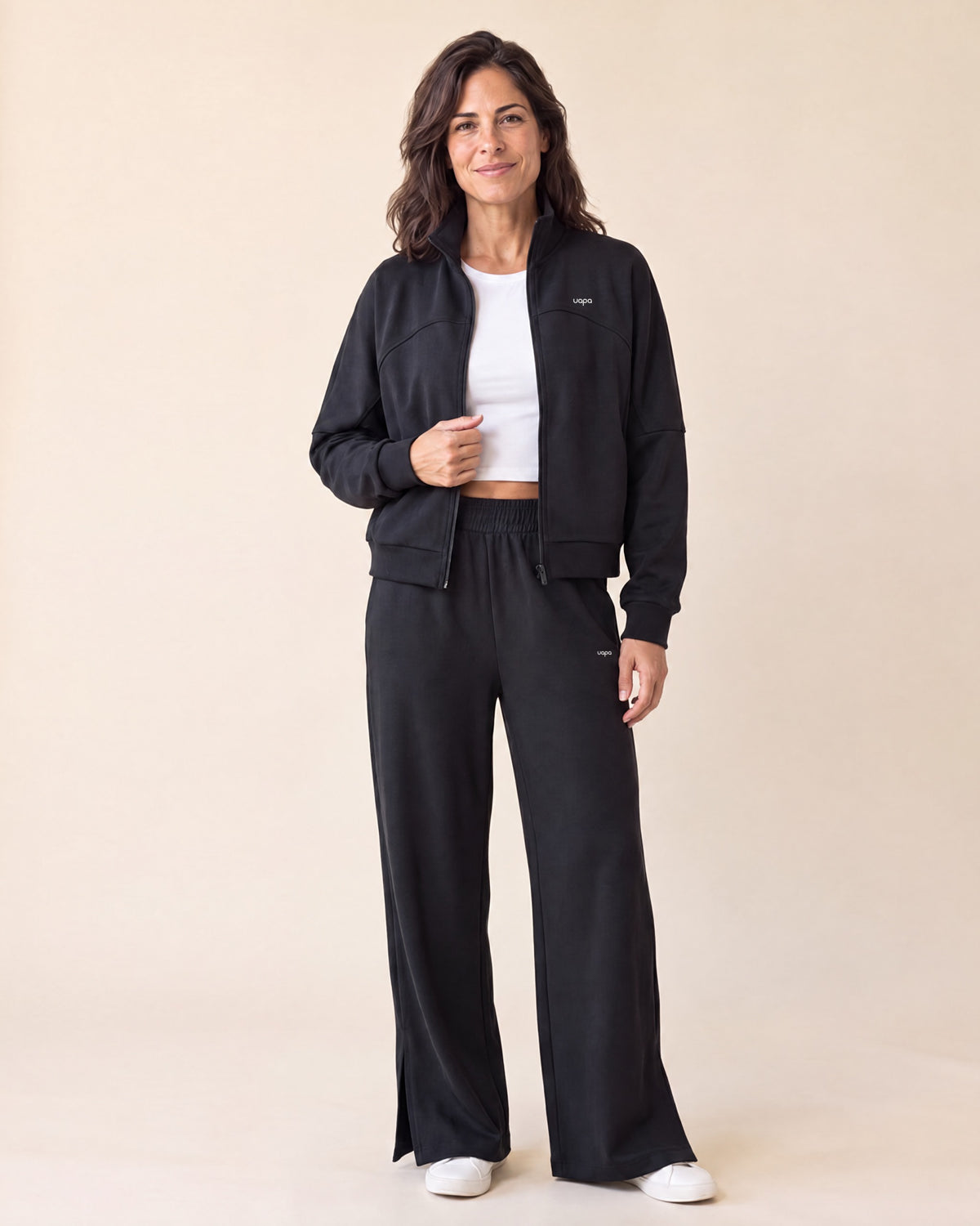 UAPA Tempo Jacket in Black — women's activewear jacket, front