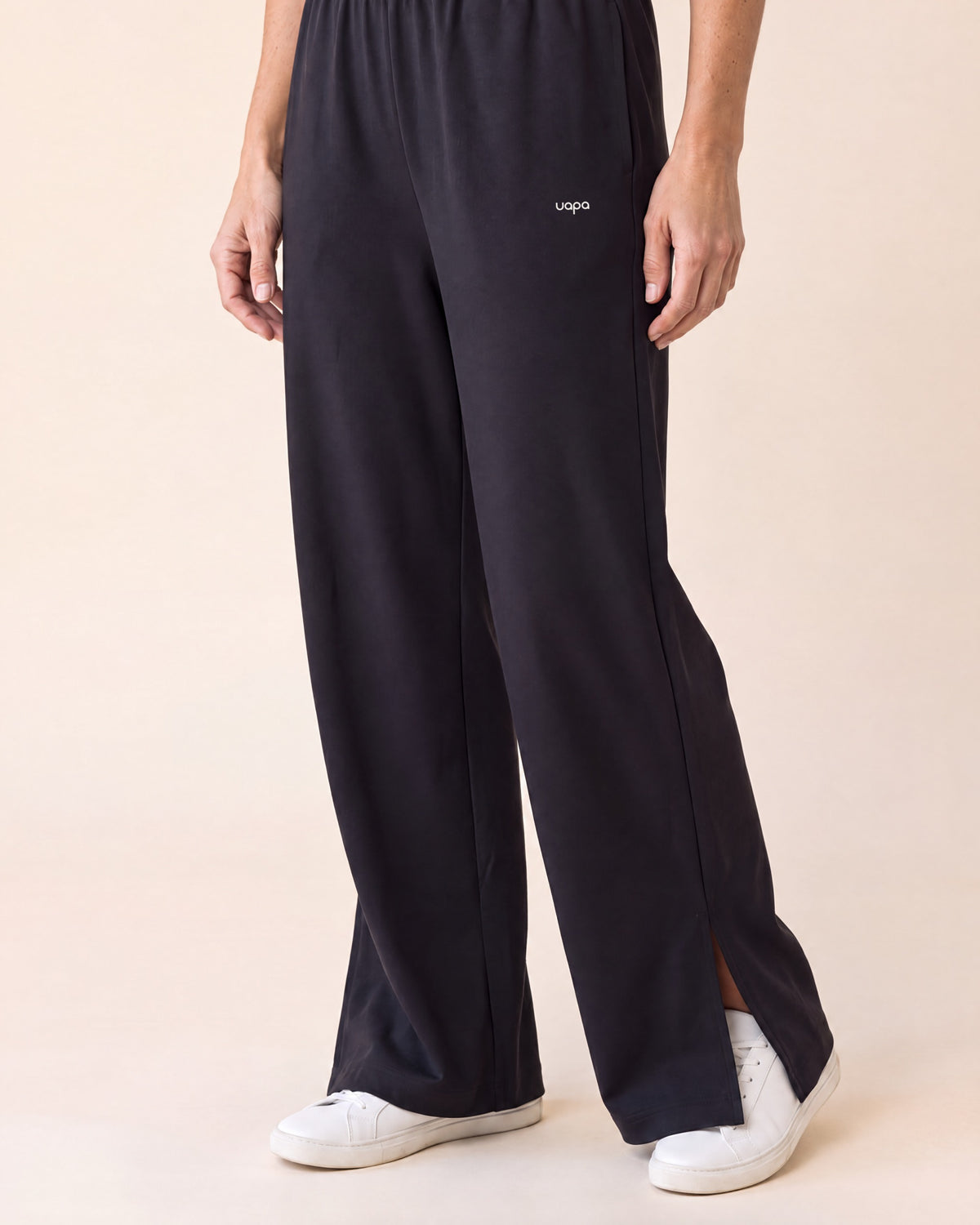 UAPA Tempo Pant in Black — women's activewear wide-leg pant, detail