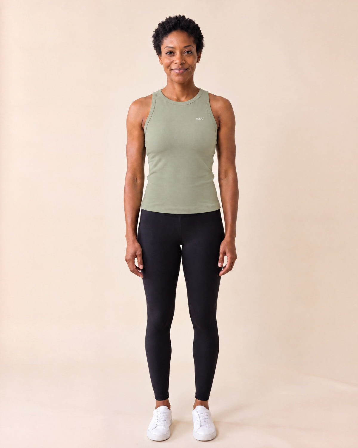 UAPA Vital Tank in Green — women's activewear tank, front