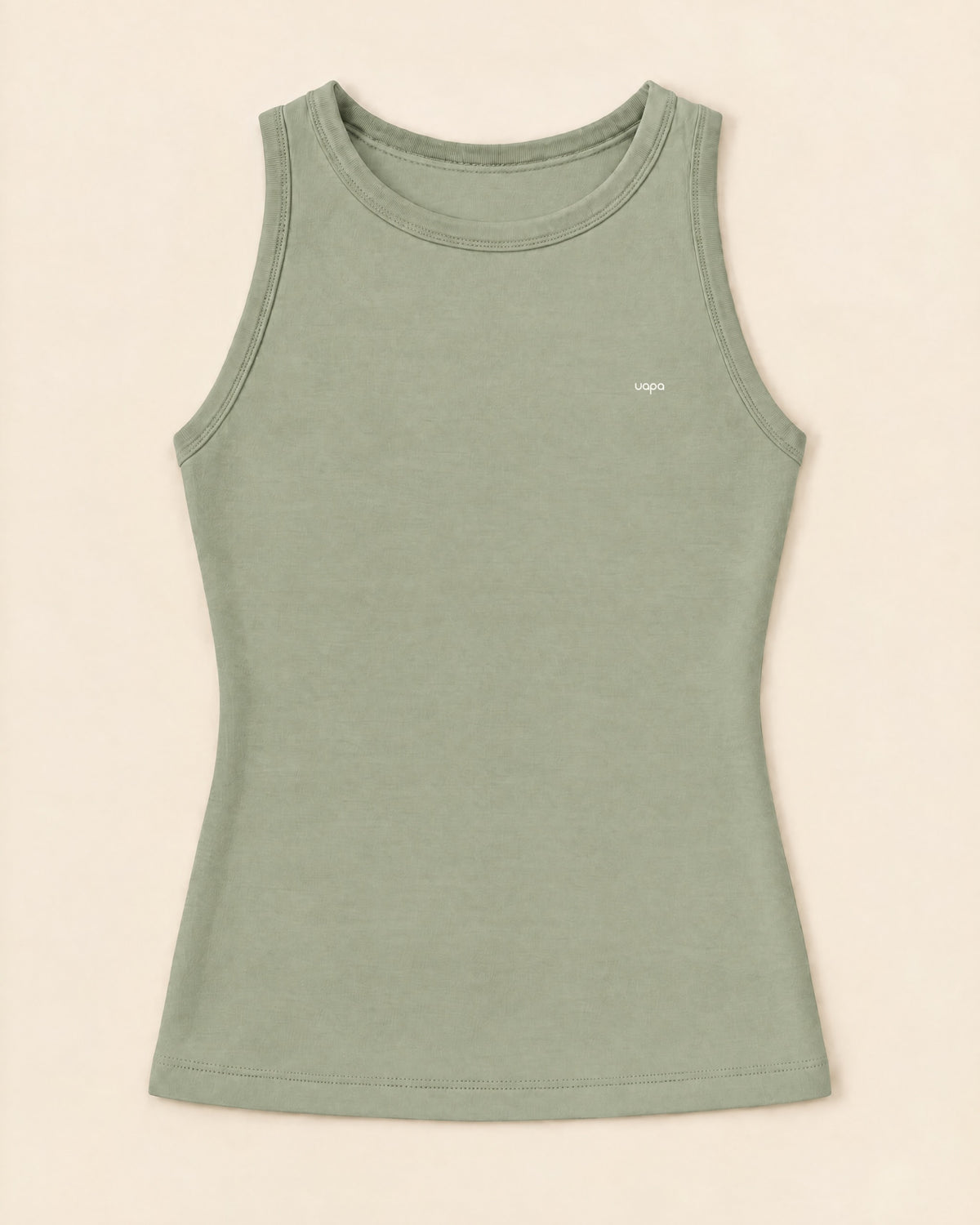UAPA Vital Tank in Green — women's activewear tank, flat lay